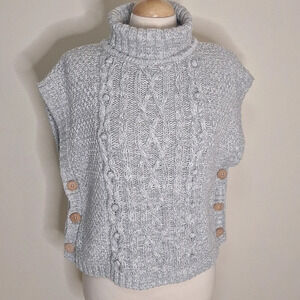 Lulurain turtleneck cable knit poncho sweater girls SZ 7-8